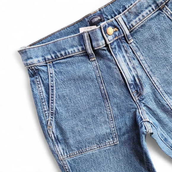 J. Crew | Factory Petite Crop Denim Utility Patch Pocket Jeans Blue Womens - Picture 5 of 11
